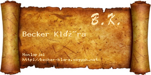 Becker Klára névjegykártya